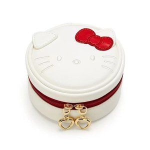 Sanrio Hello Kitty Jewelry Coin Case Round White with Red Bow